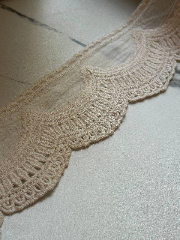 Vintage Cream Beige Cotton Linen Embroidered Scalloped Lace Trim by the Yard, Natural Eyelet Ribbon for Crafts, 1.85", Retail Wholesale Bulk