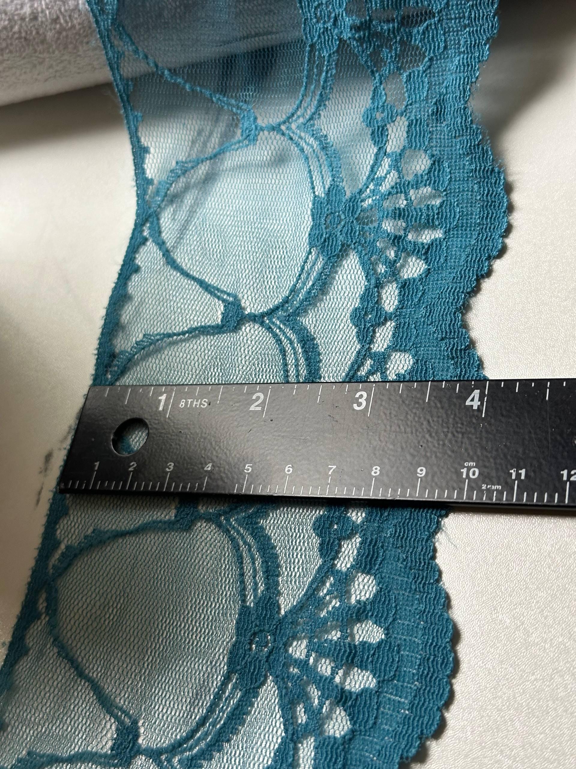 Ultra Soft Deep Teal Blue Scalloped Non-Stretch Lace Trim by the Yard, Wide Tulle Net Ribbon for Sewing Crafts, 4", Retail Wholesale Bulk