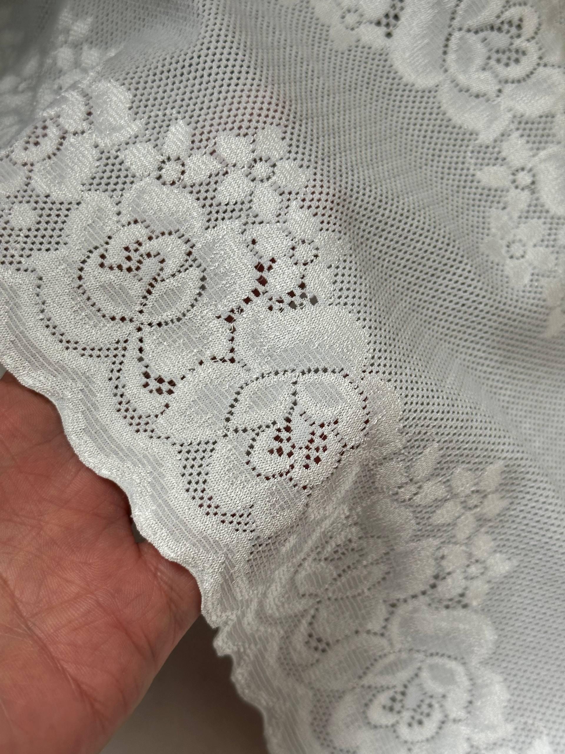Japanese Off White Rose Wide Stretch Lace Trim by Yard, Bridal Wedding Garter Robe Scalloped Panel, 7", Retail Wholesale Bulk