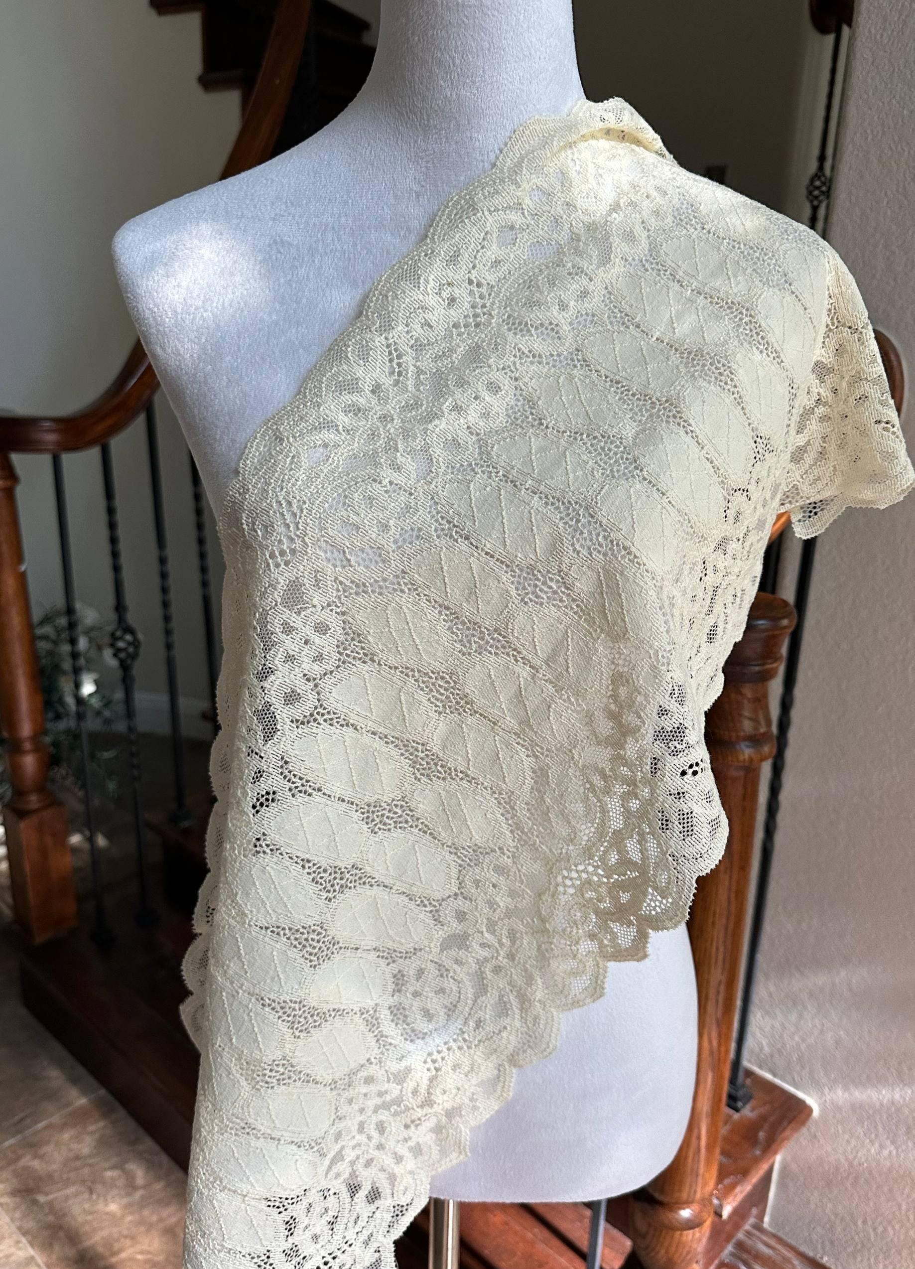 Off White Corded Wide Stretch Lace Trim by Yard, 12" Elastic Ribbon, Sample Finished Skirt Pic, Retail Wholesale Bulk
