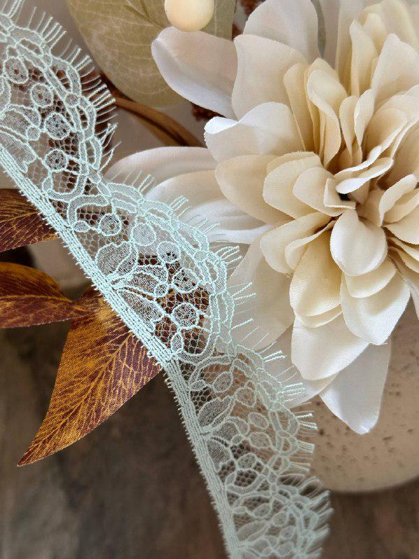 Sage Foam Green Floral Eyelash Lace Trim, 1.5 Yard Piece, Delicate Scalloped Eyelash Ribbon for Crafts, 1.25", Retail Wholesale Bulk