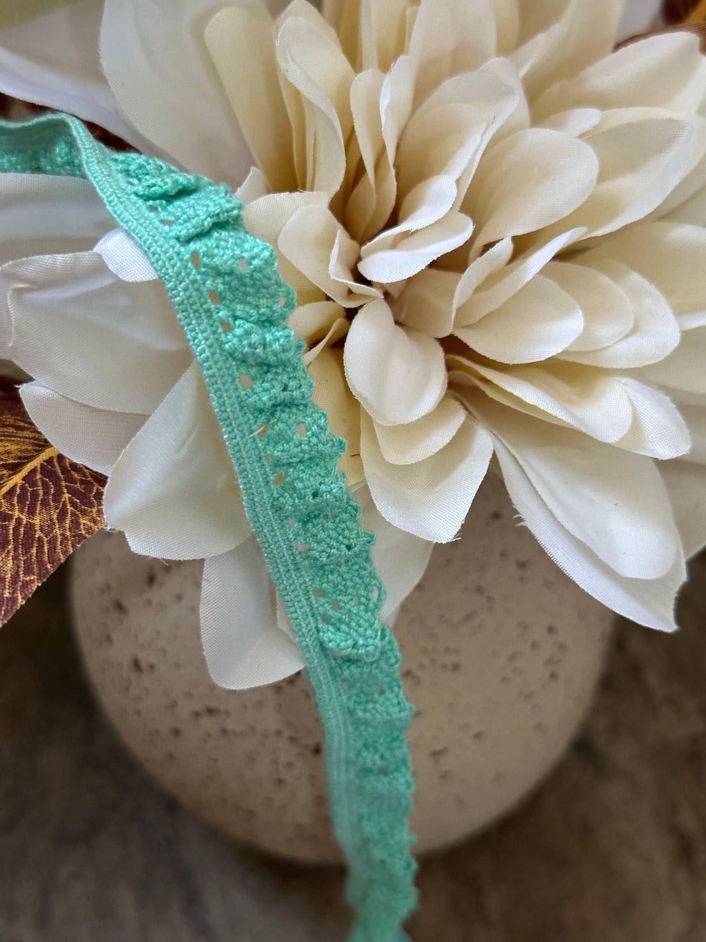 Mint Green Crocheted Ruffled Stretch Elastic Lace Trim by Yard, Knit Ribbon for Doll Clothes, 0.5", Retail Wholesale Bulk