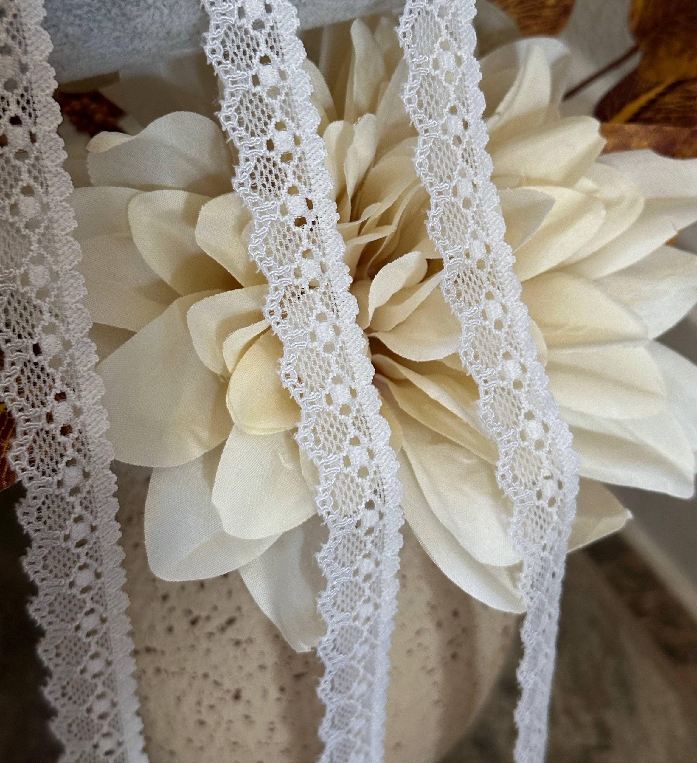 Soft Ice Grey Off White Petite Stretch Lace Trim by Yard, Narrow Elastic Ribbon for Crafts, 0.6", Retail Wholesale Bulk