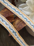 Multicolor Folk Jacquard Woven Trim by Yard, Boho Braided Ribbon, Coquette Craft Supply, 0.75", Retail Wholesale Bulk